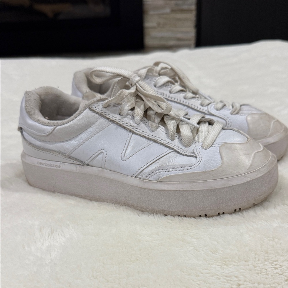 New Balance Women's Cream and White Sneakers